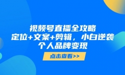 （14819期）视频号直播全攻略，定位+文案+剪辑，小白逆袭个人品牌变现