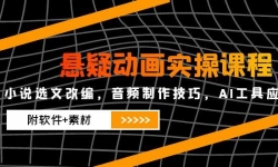 （14890期）悬疑动画实操课程，小说选文改编，音频制作技巧，AI工具应用（附软件+素材
