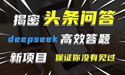 （14480期）头条问答，刚出的新玩法！保证你没见过！用DeepSeek去高效答题，一个账...