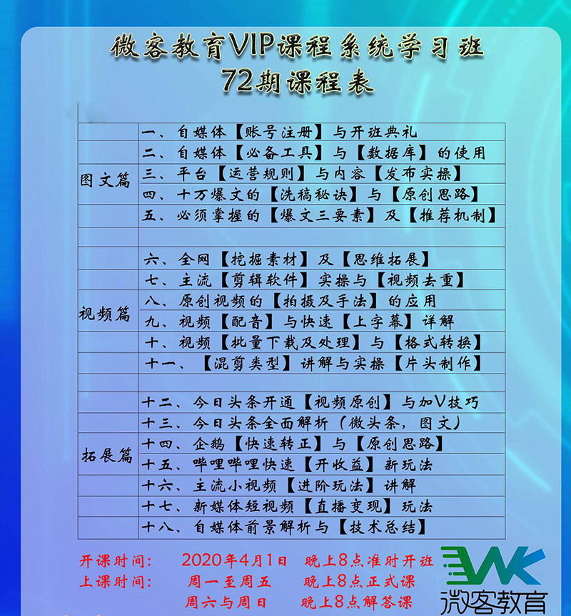微客自媒体实战教程：从小白到大神月入10W（全套视频课程+素材和软件）-A7站