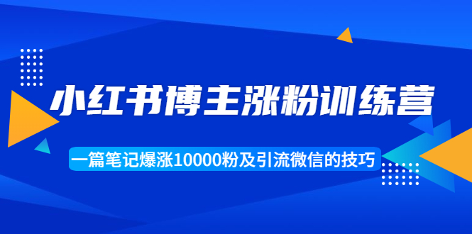 【勇锶1944期】小红书博主涨粉训练营：一篇笔记爆涨10000粉及引流微信的技巧-勇锶商机网