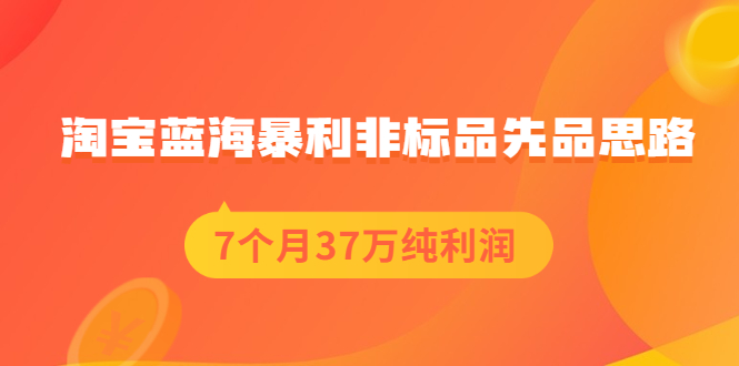 466期：淘宝蓝海暴利非标品先品思路，7个月37万纯利润，压箱干货分享！