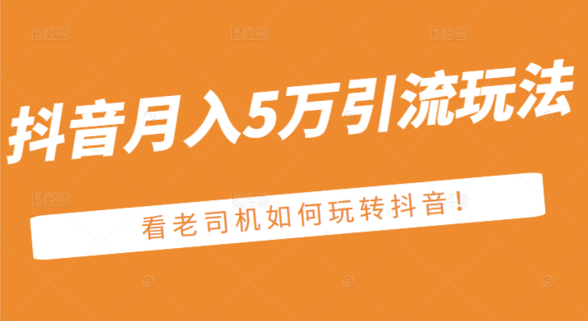 882期：某公众号付费文章：抖音月入5万引流玩法，看看老司机如何玩转抖音