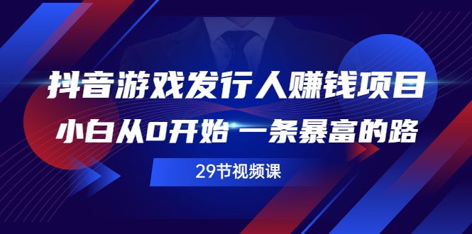 抖音游戏发行人赚钱项目，小白从0开始 一条暴富的路（29节视频课）