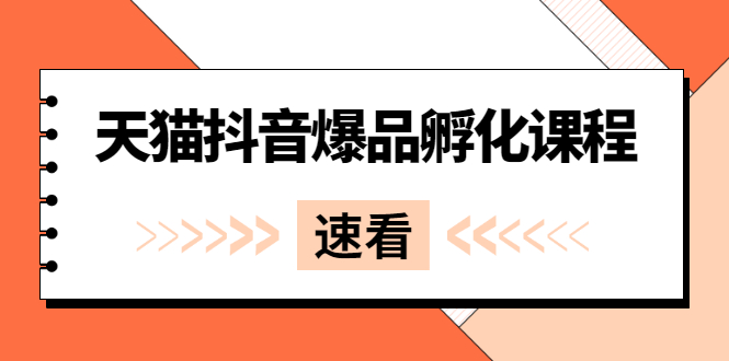 天猫抖音爆品孵化课程》独家绝密新品引爆法