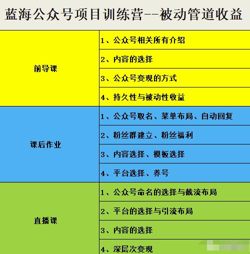 蓝海公众号项目训练营，手把手教你实操运营公众号和小程序变现 第1张