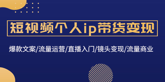 短视频个人ip带货变现：爆款文案/流量运营/直播入门/镜头变现/流量商业-微众资源