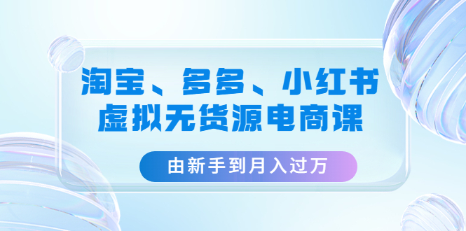淘宝、多多、小红书-虚拟无货源电商课：由新手到月入过万（3套课程）-微众资源
