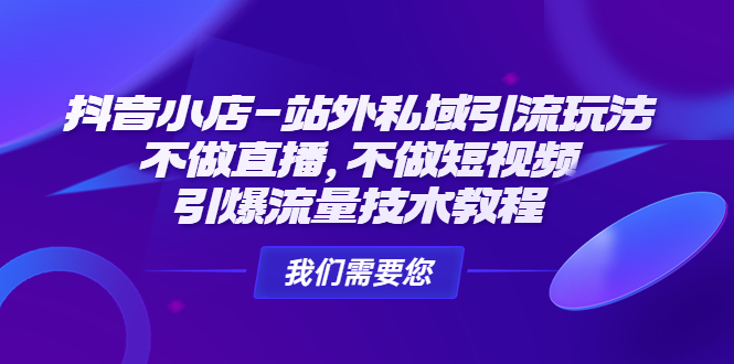 抖音小店-站外私域引流玩法：不做直播，不做短视频，引爆流量技术教程-微众资源
