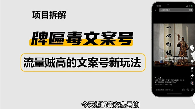 2023抖音快手毒文案新玩法，牌匾文案号，起号快易变现-微众资源