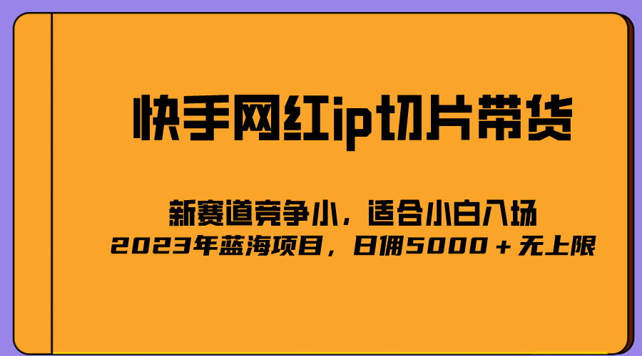 88最新2023爆火的快手网红IP切片，号称日佣5000＋的蓝海项目，二驴的独家授权