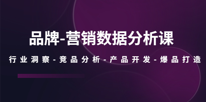 品牌-营销数据分析课，行业洞察-竞品分析-产品开发-爆品打造