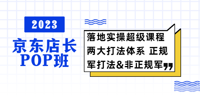 107最新2023京东店长·POP班 落地实操超级课程 两大打法体系 正规军&非正规军