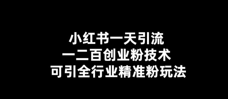 231【引流必备】小红书一天引流一二百创业粉技术，可引全行业精准粉玩法