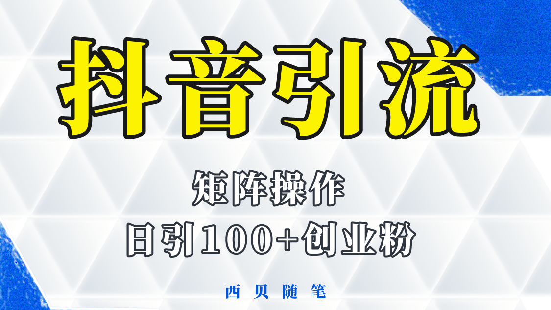 抖音引流术，矩阵，一天能引100多创业粉