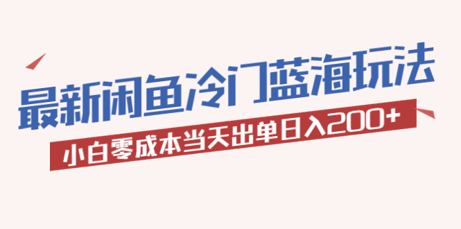 312最新2023最新闲鱼冷门蓝海玩法，小白零成本当天出单日入200+