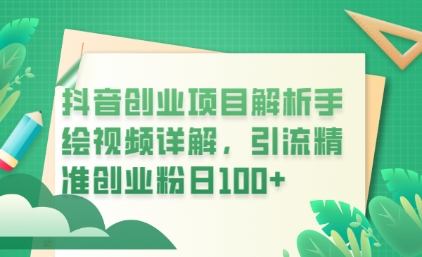 抖音创业项目解析手绘视频详解，引流精准创业粉日100+-微众资源