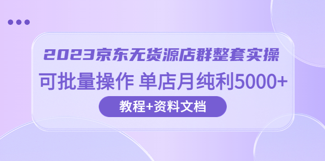 2023京东-无货源店群整套实操 可批量 单店月纯利5000+63节课+资料文档