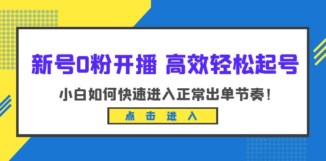 651新号0粉开播-高效轻松起号：小白如何快速进入正常出单节奏（10节课）