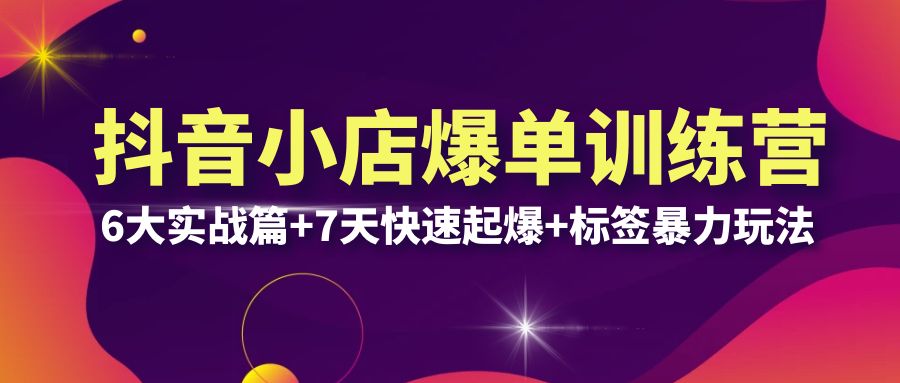 抖音小店爆单训练营VIP线下课：6大实战篇+7天快速起爆+标签暴力玩法(32节)