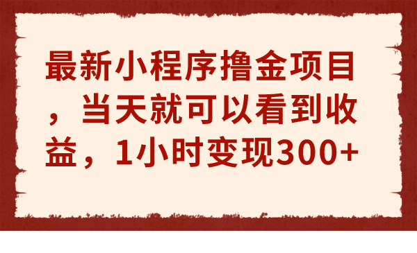 最新小程序撸金项目，当天就可以看到收益，1小时变现300+