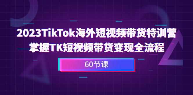 2023-TikTok海外短视频带货特训营，掌握TK短视频带货变现全流程（60节课）