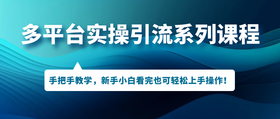 多平台实操引流系列课程，手把手教学，新手小白看完也可轻松上手引流！