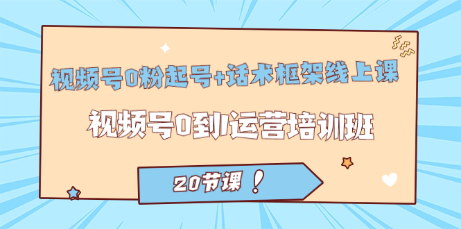 视频号·0粉起号+话术框架线上课：视频号0到1运营培训班（20节课）-微众资源