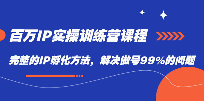 百万IP实战训练营课程，完整的IP孵化方法，解决做号99%的问题-臭虾米项目网