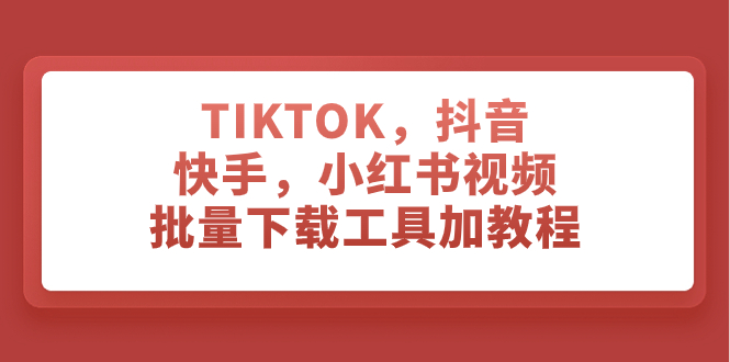 TIKTOK，抖音，快手，小红书视频批量下载工具加教程-微众资源