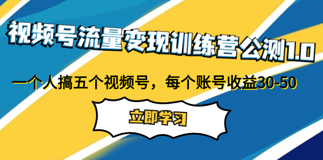 视频号流量变现训练营公测1.0：一个人搞五个视频号，每个账号收益30-50-微众资源