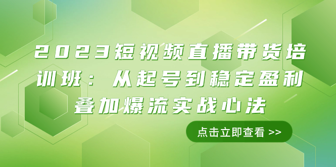 2023短视频直播带货培训班：从起号到稳定盈利叠加爆流实战心法（11节课）-微众资源