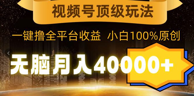 视频号顶级玩法，无脑月入40000+，一键撸全平台收益，纯小白也能100%原创-微众资源