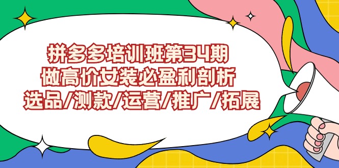 拼多多培训班第34期：做高价女装必盈利剖析  选品/测款/运营/推广/拓展-微众资源