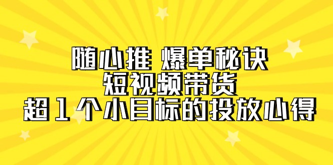 随心推 爆单秘诀，短视频带货-超1个小目标的投放心得（7节视频课）-微众资源