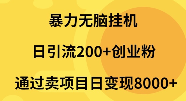 暴力无脑挂机日引流200+创业粉通过卖项目日变现2000+-微众资源