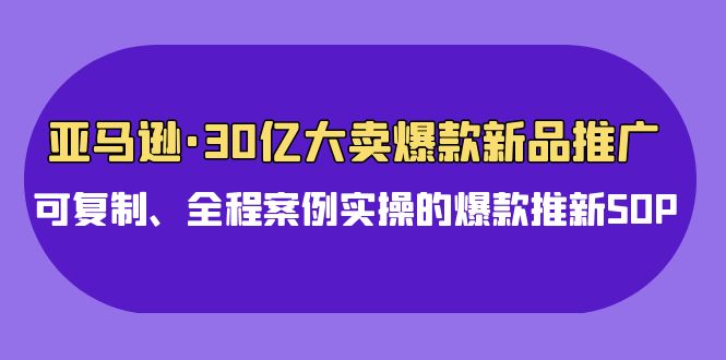亚马逊30亿·大卖爆款新品推广，可复制、全程案例实操的爆款推新SOP-微众资源