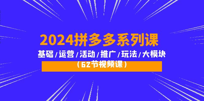 2024拼多多系列课：基础/运营/活动/推广/玩法/大模块（62节视频课）-微众资源