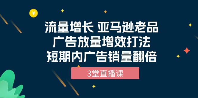 流量增长 亚马逊老品广告放量增效打法，短期内广告销量翻倍（3堂直播课）-微众资源