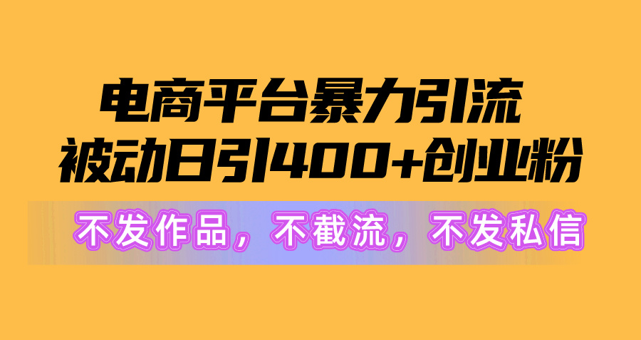 电商平台暴力引流,被动日引400+创业粉不发作品，不截流，不发私信--皓收集 | 网创宝典