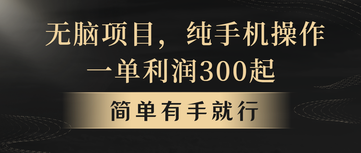 实操无脑项目，几百块一单，轻松月入5W+！简单操作指南