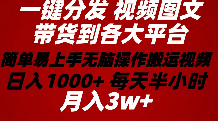 2024年 一键分发带货图文视频  简单易上手 无脑赚收益 每天半小时日入1…-微众资源