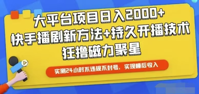 快手24小时无人直播，真正实现睡后收益-微众资源