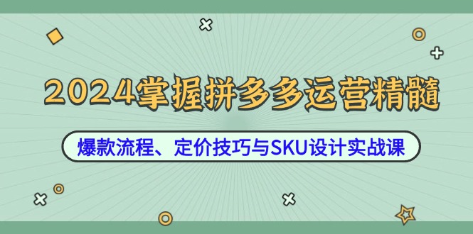 （6064期）2024掌握拼多多运营精髓：爆款流程、定价技巧与SKU设计实战课