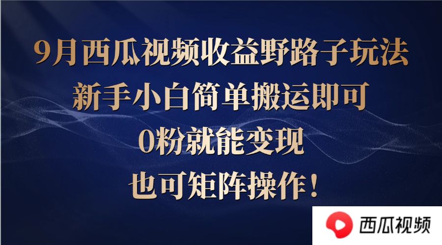 西瓜视频收益野路子玩法，新手小白简单搬运即可，0粉就能变现，也可矩…_酷乐网