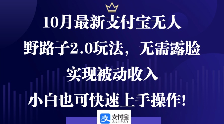 10月最新支付宝无人野路子2.0玩法，无需露脸，实现被动收入，小白也可…_酷乐网
