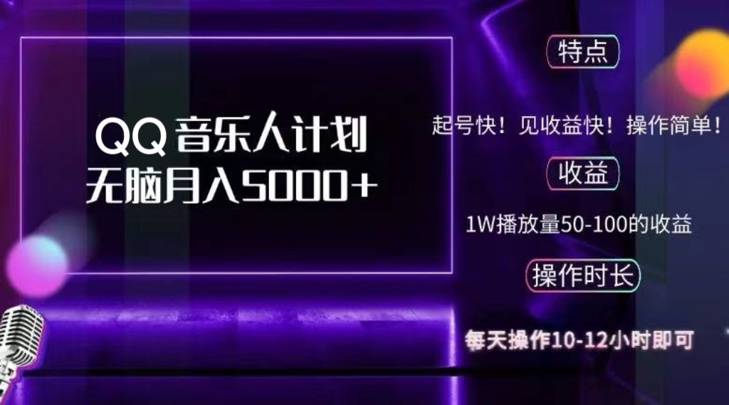 2024 QQ音乐人计划，纯无脑操作，轻松月入5000+，可批量放大操作_酷乐网