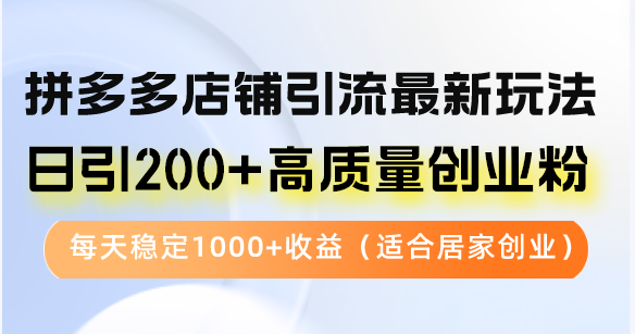 拼多多店铺引流最新玩法，日引200+高质量创业粉，每天稳定1000+收益（…_酷乐网