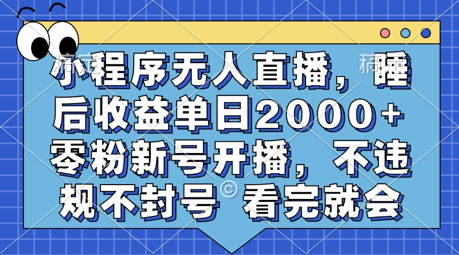 （13251期）小程序无人直播，睡后收益单日2000+ 零粉新号开播，不违规不封号 看完就会-小白兔技术部落