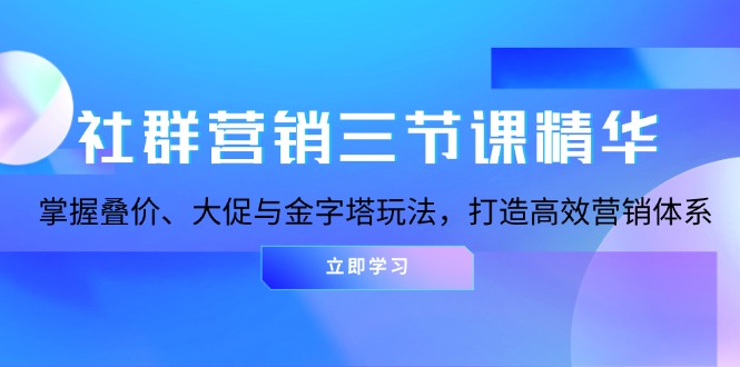 社群营销三节课精华：掌握叠价、大促与金字塔玩法，打造高效营销体系_酷乐网